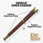 A detailed look at the scabbard's decorative tip