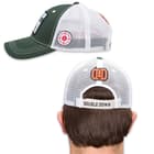 Double Down Beaver Hunter Trucker Cap - Dark Green Brushed Twill and Polyester Mesh