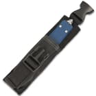The tough handle also features a stainless steel reversible pocket clip and has a “battle-tested” glass breaker pommel
