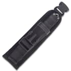 The 8” overall length automatic pocket knife has a sturdy pocket clip for ease of carry and a nylon belt sheath