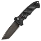 It has a 3 4/5” S30V black, oxide-coated stainless steel drop point blade that has superior edge-retention and is corrosion-resistant
