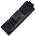 The automatic is 5 1/4”, when closed, 8 1/2” overall and can be carried in a nylon belt sheath with a quick-release buckle