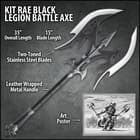The black leather handle is accented with metal with an antique finish. 