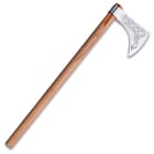 The shaft is made from a good hardwood and the axe is 26 1/4” in overall length