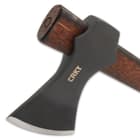 The bearded axe head has a hammer on one side and a 3 2/5”, razor-sharp blade, that’s 1 1/4” thick, on the other side