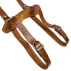 It’s made of genuine Buffalo leather with brass buckles and hardware