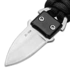 The sharp, 1 1/4” blade is made of stainless steel with a penetrating point and the buckle is made of ABS and stainless steel