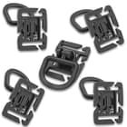 M48 Webbing Connect Buckle Clip - Five Pieces, ABS Construction, Octagon Mount, 360-Degree Rotation - Dimensions 1 3/5”x1 3/10”