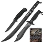 Bushmaster Survivor Squad Set - 3 Fixed Blade Knives: Skinner / Bowie / Machete