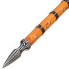 Double Pointed Native Spear - Wooden Shaft, Stainless Steel Spear, Breaks Down, Feather Accents, Leather Wrappings - Overall Length 67 1/4"
