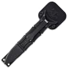 The 6 1/4” overall dagger fits into an injection-molded plastic sheath that has a MOLLE compatible design