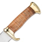 Timber Rattler Banded Wood Bowie Knife With Sheath - Stainless Steel Blade, Wooden Handle, Brass Guard And Pommel - Length 16 1/2”
