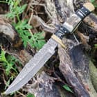 Timber Rattler Colorado Hunter Damascus Knife with Genuine Leather Sheath