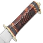 Timber Wolf Aboriginal Hunter Knife With Sheath - Stainless Steel Blade, Stag Bone Handle, Brass Guard And Pommel - Length 10 3/4”
