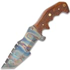 Timber Wolf Trial By Fire Tracker Knife And Sheath - 1095 Fire Kissed Carbon Steel Blade, Hardwood Handle, Brass Pins - Length 9 1/2”