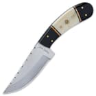 It has a keenly sharp, full-tang 4” stainless steel blade that features fileworking on the straight-edged spine
