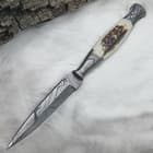 Timber Wolf Full Tang Damascus and Stag Dagger with Sheath
