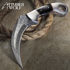 Timber Wolf Buffalo Horn Damascus Steel Karambit Knife