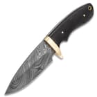 Timber Wolf Bear River Damascus Skinner Fixed Blade Knife with Leather Sheath
