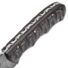 Timber Wolf Black Hills Fixed Blade Knife With Sheath - Damascus Steel Blade, Fileworked Spine, Pakkawood Handle Scales - Length 9”