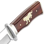 Timber Wolf Roaring Tiger Knife With Sheath - Stainless Steel Blade, Full-Tang, Wooden Handle - Length 12”