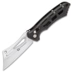 The knife has a 3 1/2” 3Cr13 stainless steel blade, which can be deployed with ball-bearing opening and secured with an axis lock
