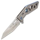 Rampage Tailwind Skeletonized Pocket Knife - Stainless Steel Blade, Steel Handle, Ti-Coated, Ball Bearing Opening, Pocket Clip