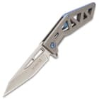 Rampage Tailwind D2 Skeletonized Pocket Knife - D2 Tool Steel Blade, Steel Handle, Ti-Coated, Ball Bearing Opening, Pocket Clip