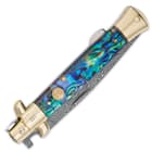 Kissing Crane Genuine Abalone Damascus Stiletto Knife