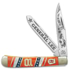 Kissing Crane General Lee Trapper Pocket Knife - Stainless Steel Blades, Bone And Pearl Handle, Nickel Silver Bolsters, Brass Liners