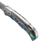 Kriegar Prismatica Damascus Steel and Genuine Abalone Pocket Knife