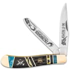 Ridge Runner Roughneck Oil Rig Edition Trapper Pocket Knife - Stainless Steel Blades, Bone Handle Scales, Stainless Bolsters
