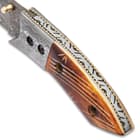 Timber Wolf Zimbabwe Pocket Knife With Case - Damascus Steel Blade, Colored Bone Handle Scales, Damascus Bolster, Fileworked Liners