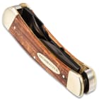 Bushmaster Classic Whittler’s Pocket Knife - Carbon Steel Blades, Wooden Handle Scales, Nickel Silver Bolsters - Closed Length 4 1/4”