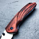 Buckshot Wood Assisted Opening Pocket Knife - Stainless Steel Blade, Wooden Handle Scales, Dual Thumbstuds, Metal Pocket Clip
