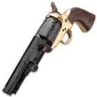 1851 Navy Sheriff Black Powder Pistol - .44 Caliber, Single Shot, Brass Frame, 5 1/2” Blued Barrel, Wooden Grip