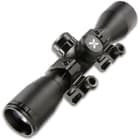 The included Axeon Optics 4x32 Scope has an AirArchery reticle that’s configured specifically for shooting with an airbow