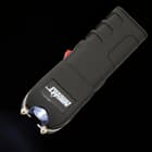 The 20,000-volt stun gun has a bright LED flashlight, as an added measure of security, and also a wrist lanyard