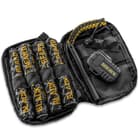 All of the fire starting tools fit in a zippered case.