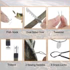 The BugOut Arrow Head Survival Card tools shown in use
