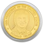 President Trump Gold Coin - Crafted Of Metal-Alloy, Gold-Plated, Collector’s Item, Intricate Detail, 40 mm - Dimensions 1 1/2”