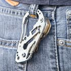 Multi-Function Carabiner Key Organizer - Stainless Steel Construction, Wrench, Screwdriver, Bottle Opener - Dimensions 3 1/4”x 2”