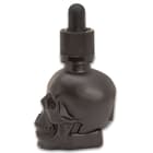 Black Skull Bottle With Liquid Dropper - Matte Black Glass, Plastic And Rubber Safety Cap, 1.06 Ounces - Dimensions 4 1/4”x 2 1/4”