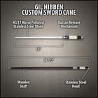 Synthetic ivory detailing is shown on the handle with stainless notched pommel.  