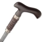 Shikoto sword cane with leather wrapped handle with hidden blade release mechanism
