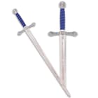 The Sword of the Black Prince has a bright blue handle wrapped with silver cord and blue gems on the pommel and guard. 