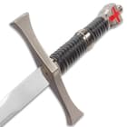 Templar Master Assassin Sword With Scabbard - Stainless Steel Blade, Metal Alloy and TPU Handle And Accents - 39”