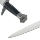 A close-up of the blade and hilt