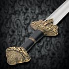 Leif Erikson Replica Sword With Scabbard - High Carbon Steel Blade, Wide Fuller, Leather-Wrapped Handle, Sculpted Guard