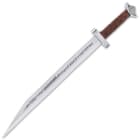The sword has been forged of one, solid piece of 1095 carbon steel and it has a 23”, razor-sharp blade with intricate etching